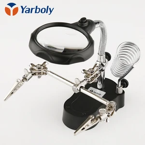 Светодиодная подставка для паяльника с увеличительным стеклом и зажимом под крокодила