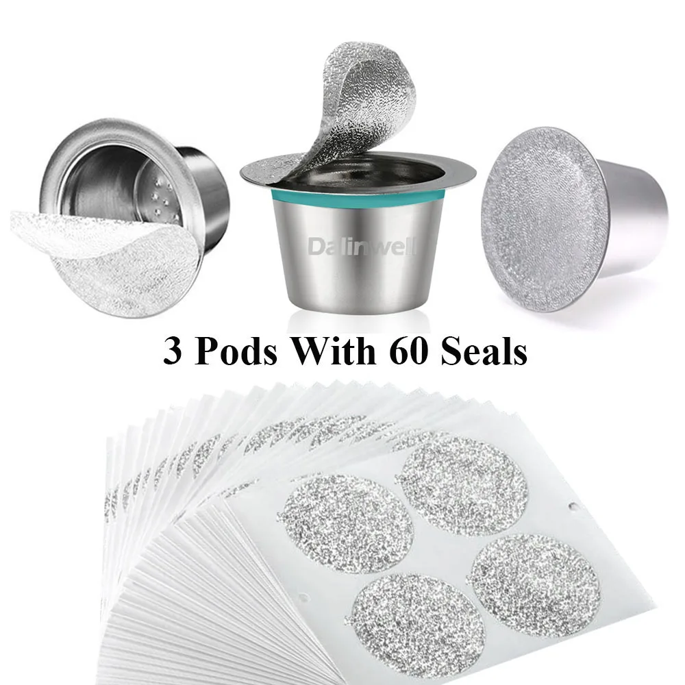 3 Pods 60 Seals 6 шт. Nespresso Reuable кафе капсула чашка многоразового использования кофе фильтр капсула многоразовые де кафе Recargables Nesspreso кофейник с воронкой - Цвет: 3 Pods 60 Seals