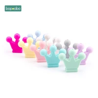 bopoobo 10pc silicone beads baby crown teether sensory chewing toy diy crafts beads infant toys necklace pendant baby product