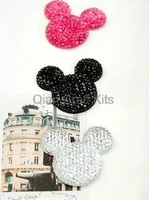 100pcs large flat back glitter bling mouse glitter cabochons charm for cell phone card scrapbook hair bow clips 35mm