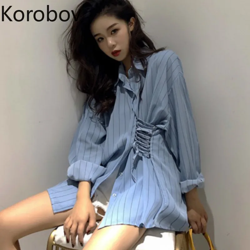 Korobov Корейская Повседневная Женская блузка с длинным рукавом новинка 2019 рубашка