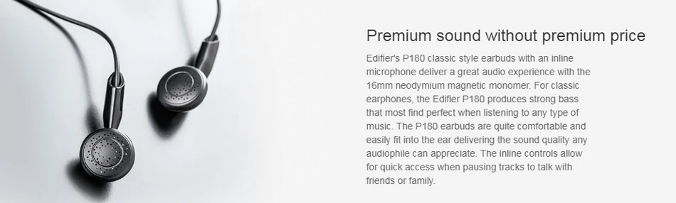 Наушники Edifier H180/P180 наушники-вкладыши Hi-Fi стерео для iPhone iPad iPod samsung с 3,5 мм Earpods