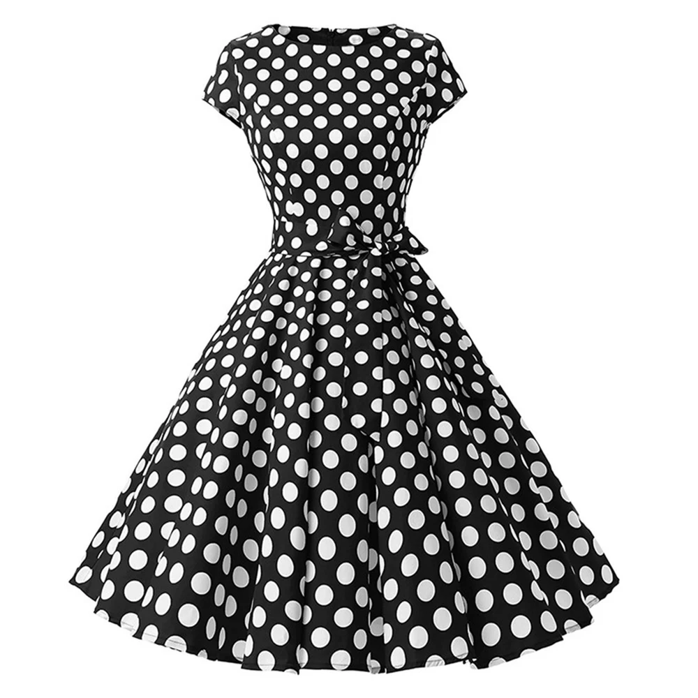 Sisjuly 1950s retro dresses women polka dots bowknot a line black elegant tea rockabilly vintage summer short dress 2019 | Женская
