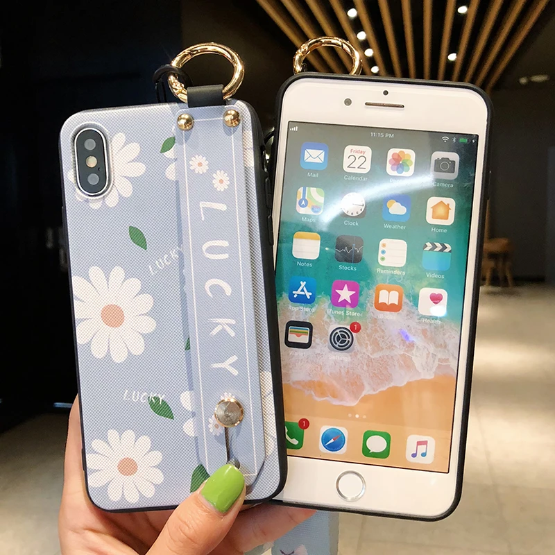 SoCouple чехол для телефона с ремешком для iphone XR 11 Pro Max чехол на запястье для iphone 7 8 6 6S plus X Xs max чехол из ТПУ с цветочным рисунком