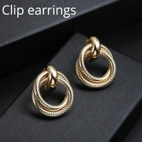 new za clip on earrings no pierced for women vintage gold statement geometry round ear clips jewelry brinco feminino party gift