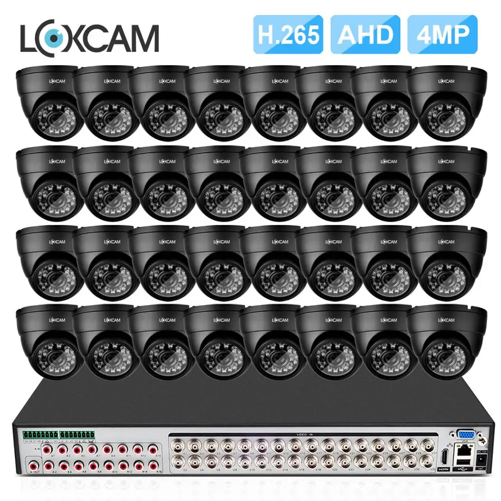 Система видеонаблюдения LOXCAM H.265 + 32 канала 4 МП DVR IP66 для помещений и улицы ночное