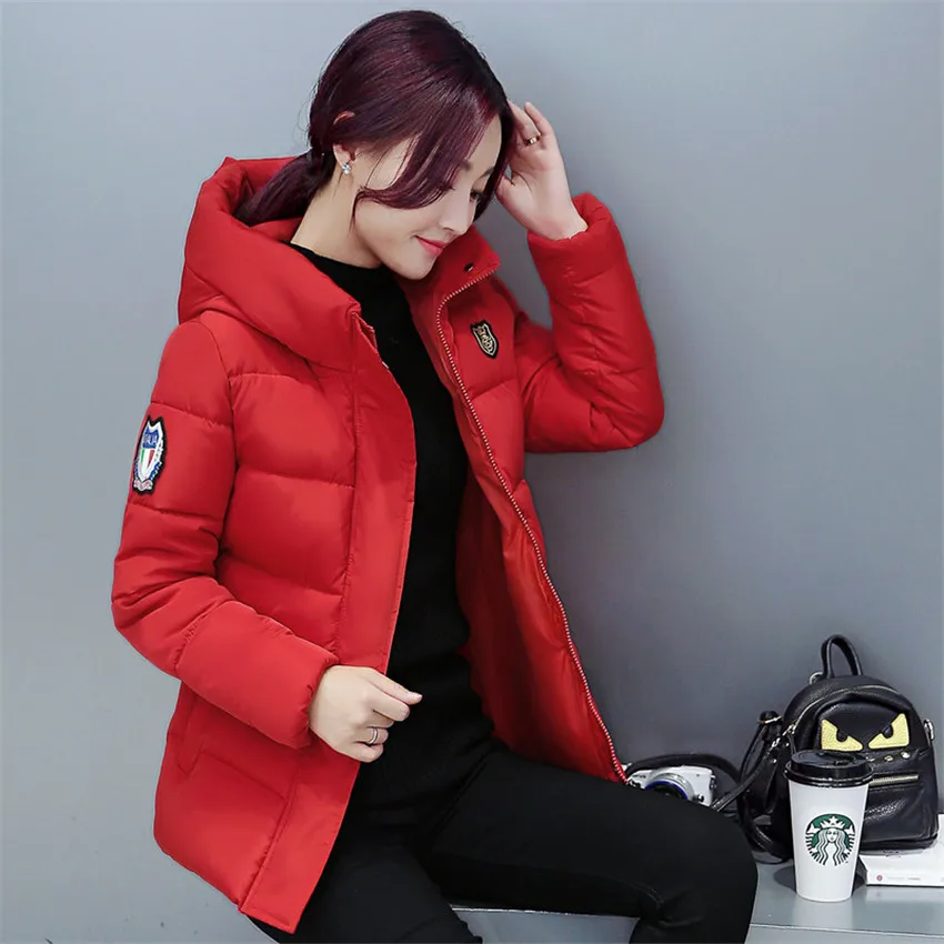 2017 зимние женские короткие парки с капюшоном облегающие теплые толстые