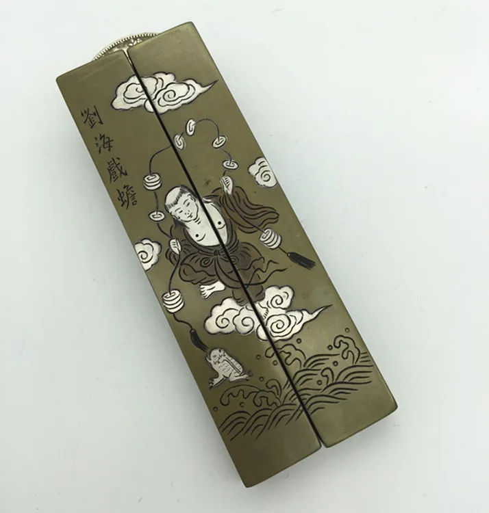 The &quotscholar's four jewels&quot brass Paperweight (Liu Haixi toad) solid copper | Дом и сад