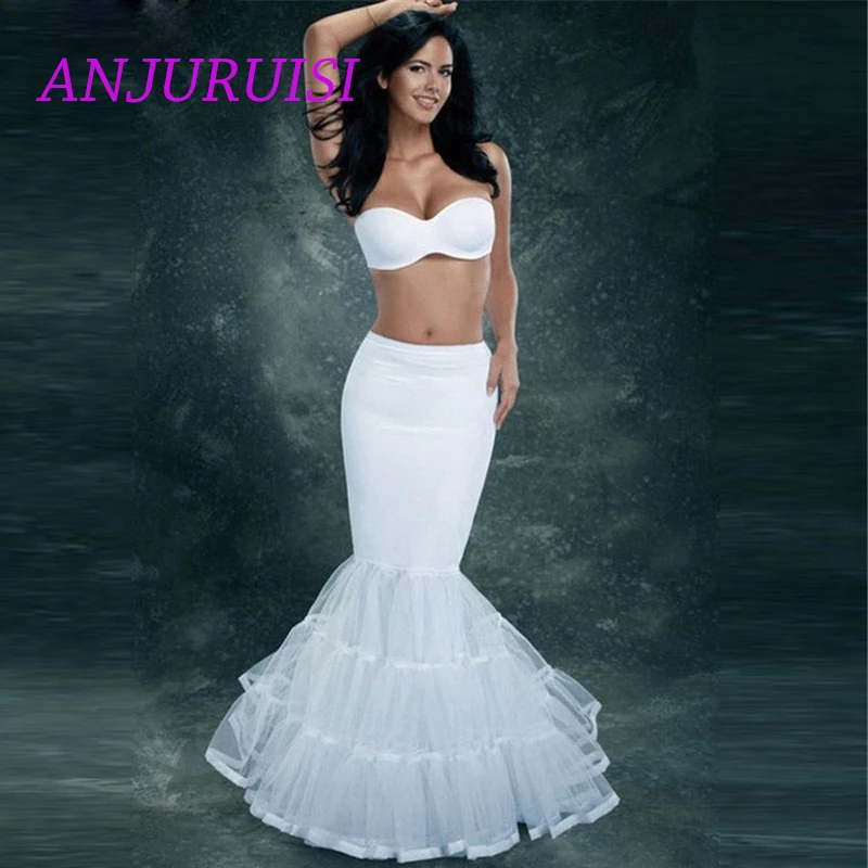 

ANJURUISI Lycra Tulle White Mermaid Trumpet Style Wedding Gown Petticoat Crinoline Slip