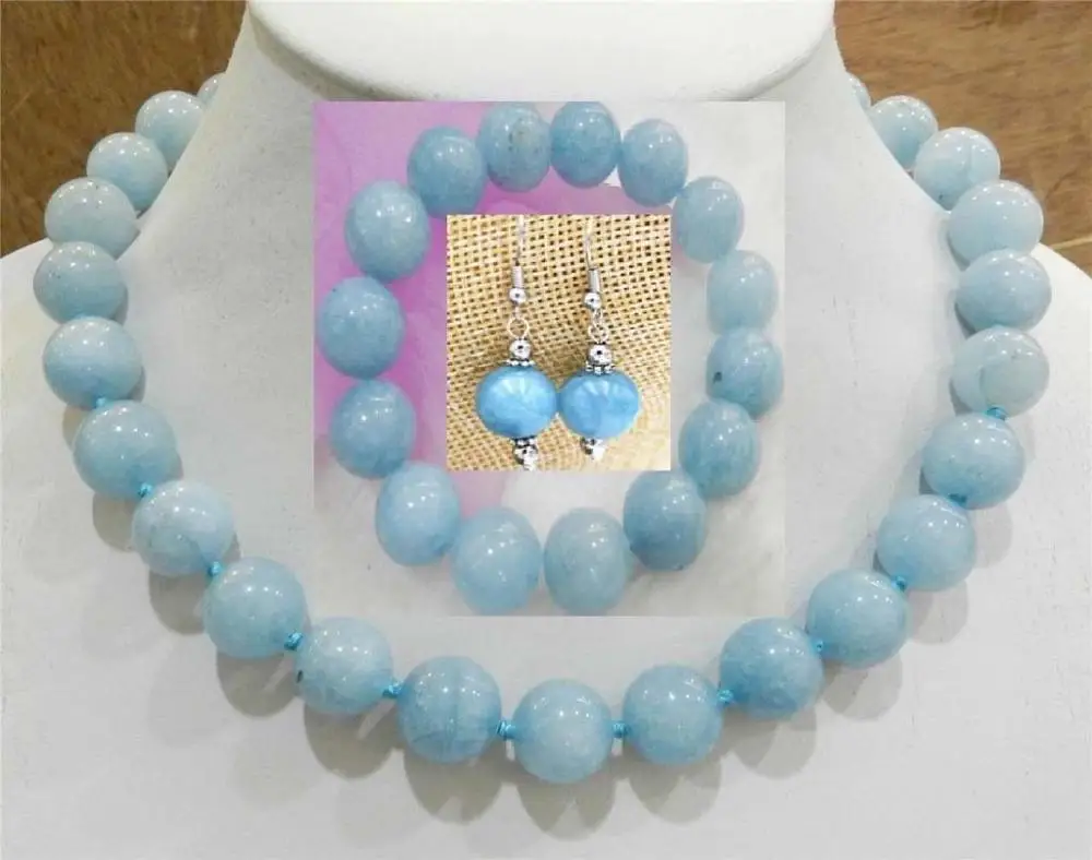 Красивый фиолетовый зеленый 14 мм Аквамарин драгоценные камни бисер NECKLACE18 браслет серьги