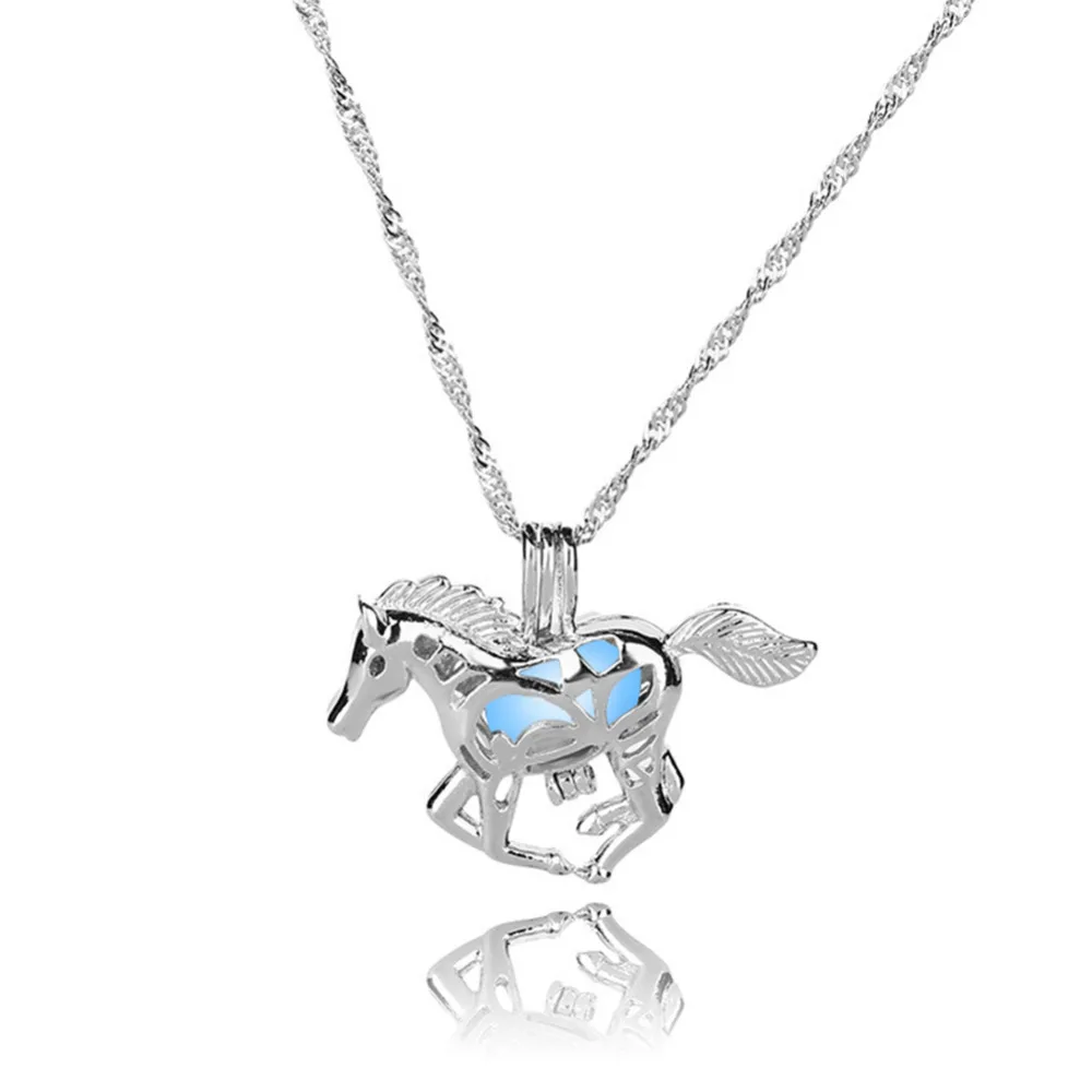 Светящаяся лошадка KUNIU подвеска на шею для женщин и мужчин унисекс медальон с