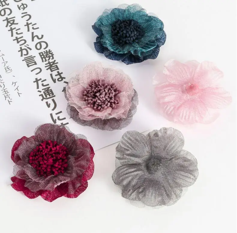 

100PCS Lace Flowers Fashion Hair Accessories Artificial Rose Flower Cute Fabric flowers No hair Clip for Headband