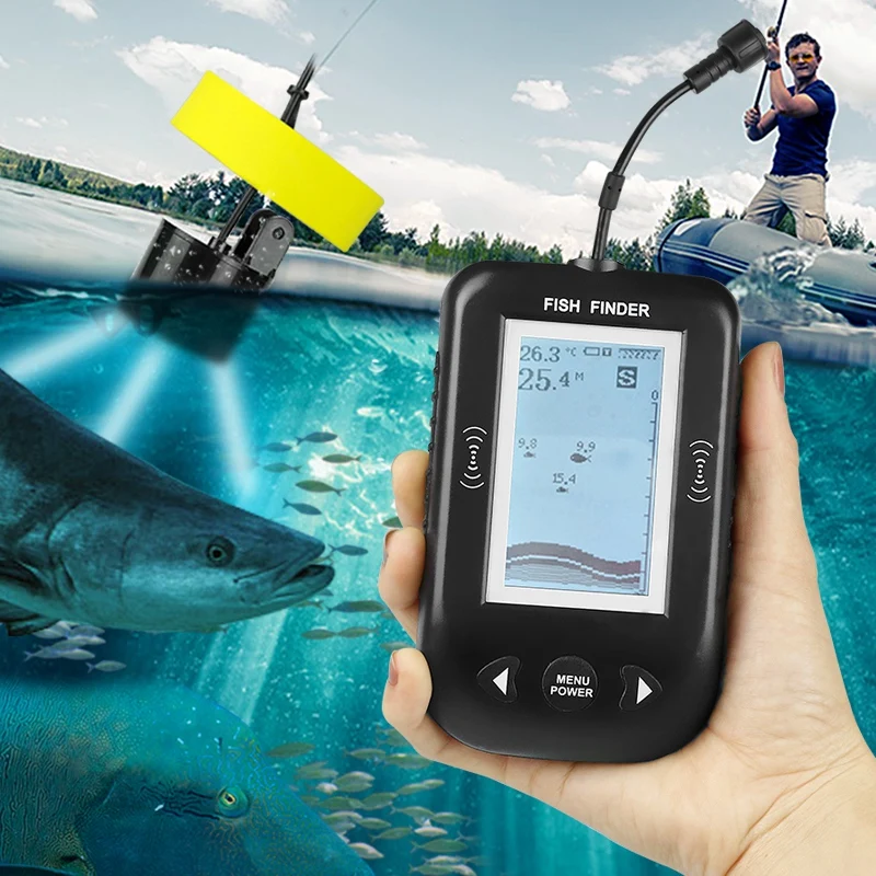 Xf02 45 градусов портативный проводной эхолот рыболокатор глубинный 100 м эхолот для рыбалки в России сигнализация рыбоискатель