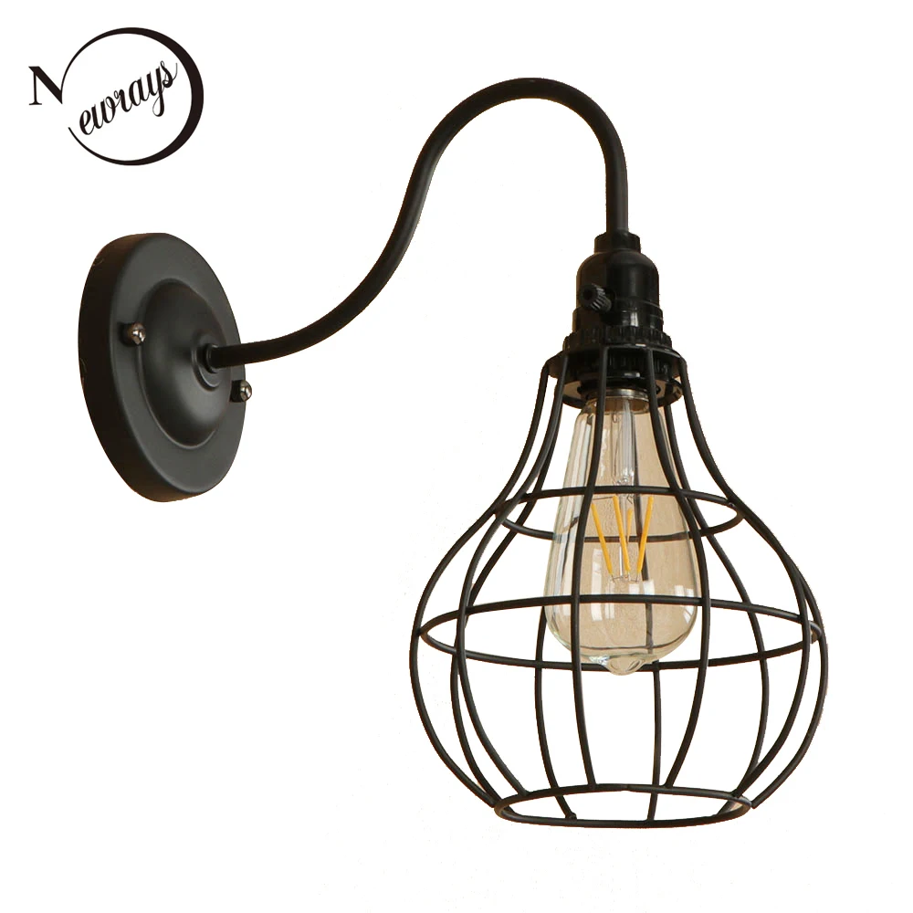 

Retro iron black wall lamp LED E27 creative industrial wall light for bedroom pathway aisle corridor restaurant parlor cafe bar