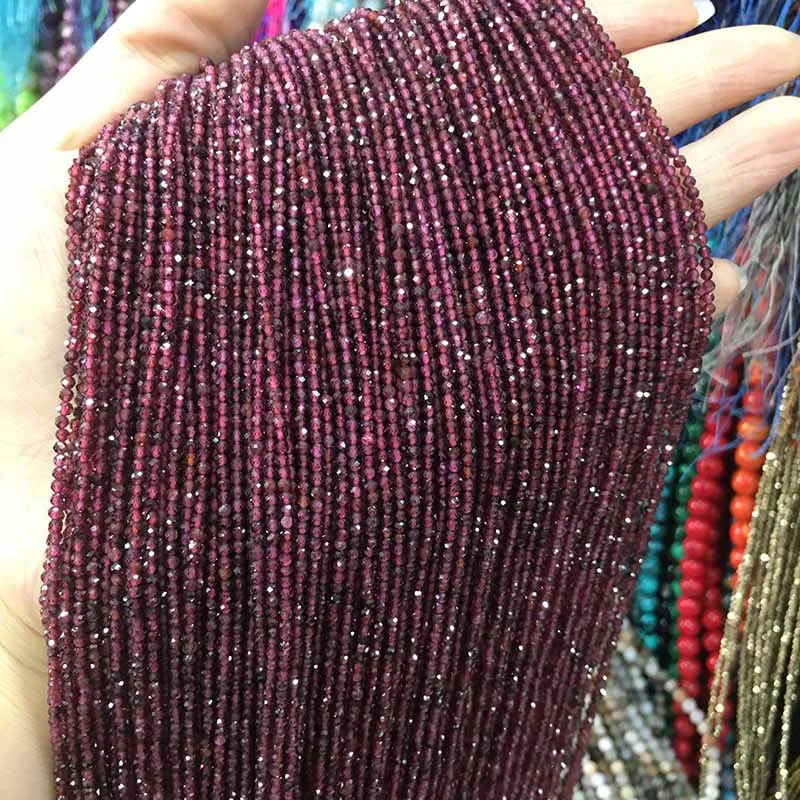 Garnet Маленькие бусины из натурального камня, бусины из натурального граната, апатит 2 мм, разделенные бусины для изготовления ювелирных изделий, ожерелье, браслет своими руками - Цвет: Garnet