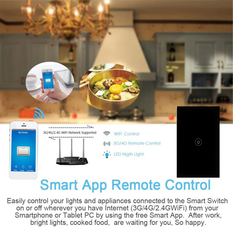 Alexa совместимый с Tuya smart life app Контроль WiFi светильник переключатель US сенсорный и пульт дистанционного управления Переключатели 2 комплекта стеклянная панель US