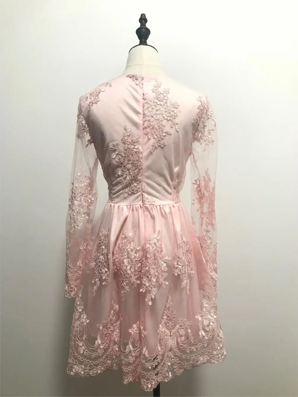 ZTVitality Women Dresses 2018 Hot Sale Pink Embroidery Fashion Dress Elegant Party A-Line Full Sleeve Mesh Sexy | Женская одежда