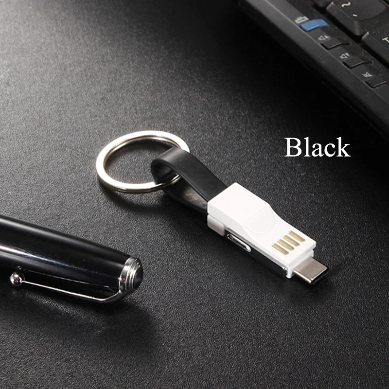 3 в 1 Мини брелок usb кабель Micro Тип C Android для iPhone iPod Lightning Зарядное устройство