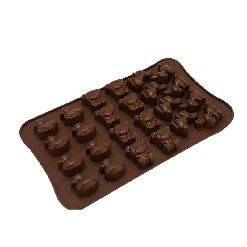 

24-Cavity 3D Mini Duck Bear Rabbit Animal Shaped Silicone Cake Fondant DIY Mold Candy Pudding Chocolate Mould Ice Cute Tray