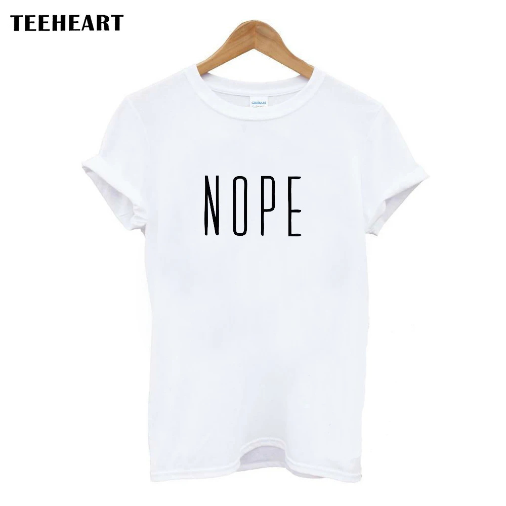 Мода 2017 г. короткий рукав футболки женские надпись &quotNOPE&quot топ с принтом в виде