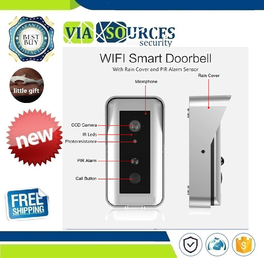Батарея работает беспроводная камера Wi Fi для дверного звонка IP Открытый 1080 P 2MP