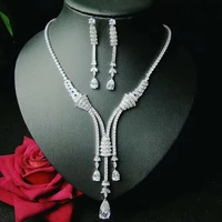 hibride sparkling bijoux dubai jewelry sets full cubic zirconia necklace set women wedding bride party show set wholesale n 1046