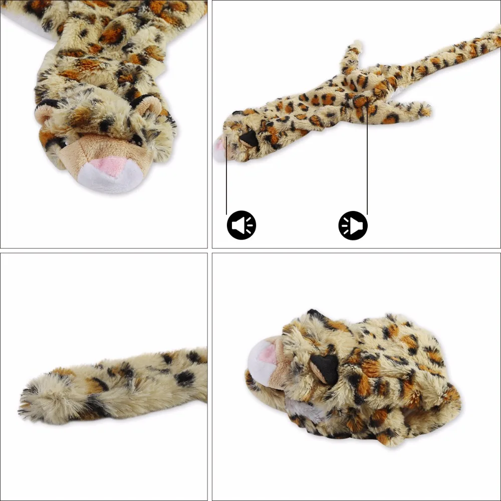 2 шт./компл. игрушки для собак жевания енота леопарда плюшевые животных звуковые