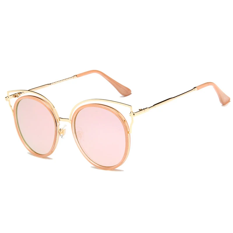 Полые кошачьи уши Солнцезащитные очки для женщин круглый полный Рамки Защита от
