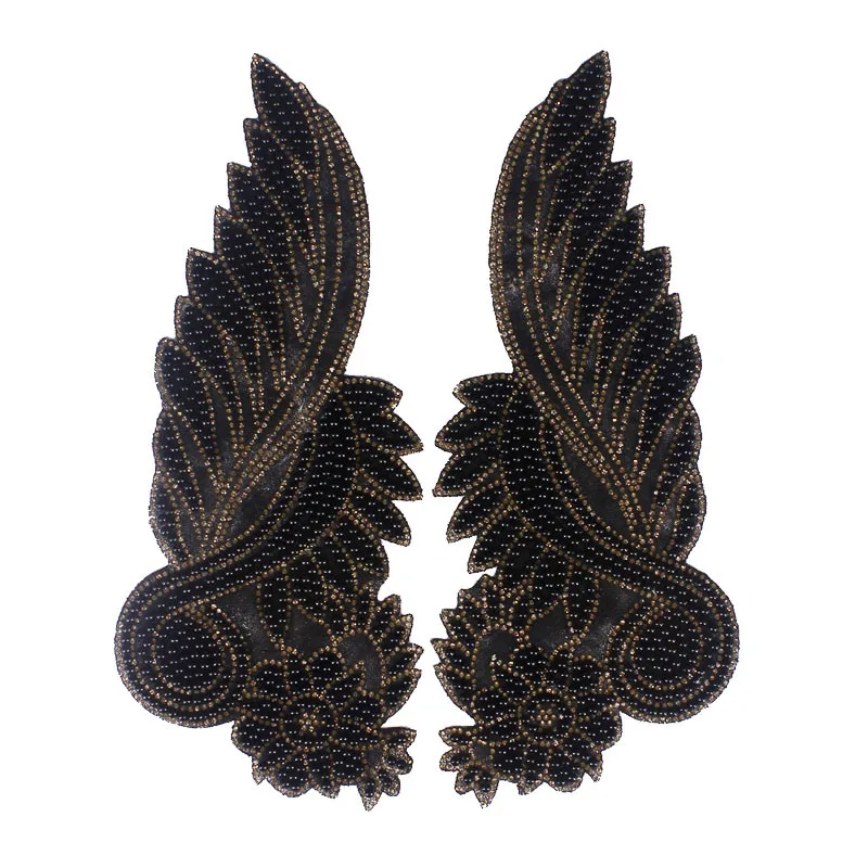 5 зеркальных пар черных бусин Кристальные стразы цветы исправление аппликация