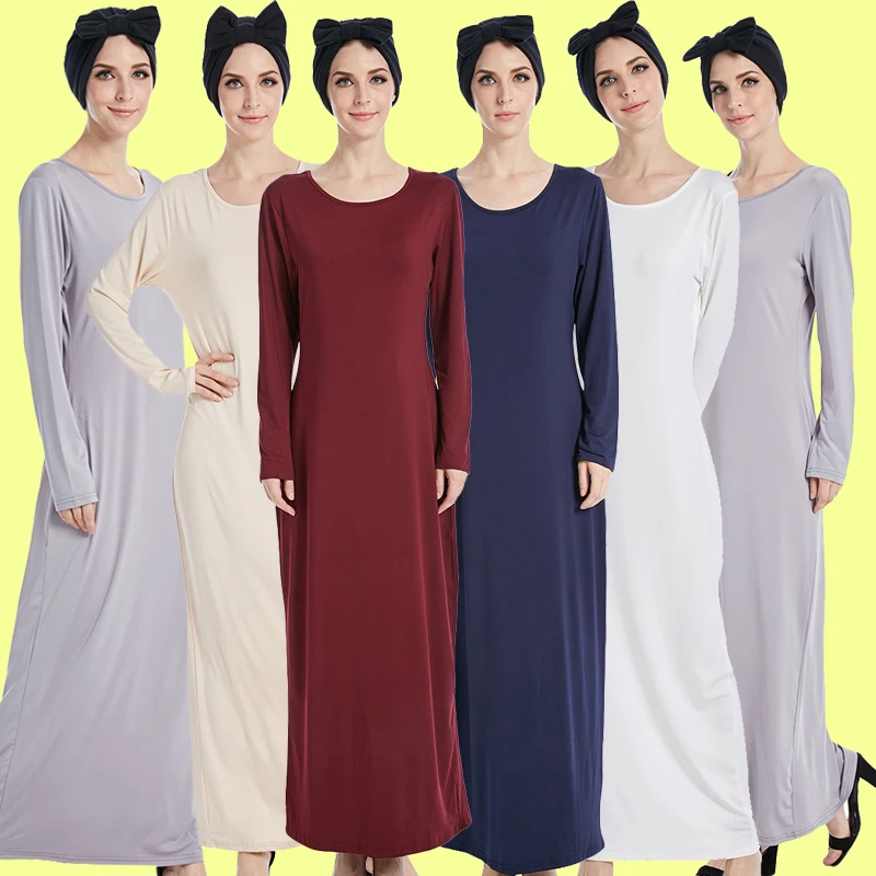 Повседневное длинное платье Abaya для мусульманских женщин, базовое Макси-Платье на Ближний Восток, верхняя одежда