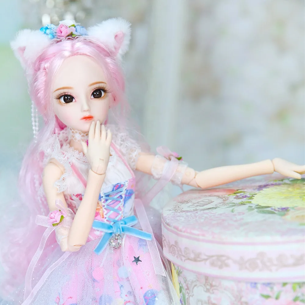 1/4 BJD Dairy Queen name by Rebecca pink hair механический шарнир розовый милый кот одежда обувь 45