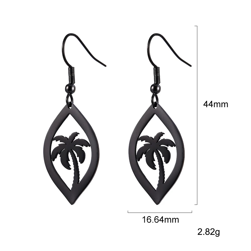 Black Palm Tree My shape, пляжные, кокосовые пальмы, полые, массивные серьги, нержавеющая сталь, Летний стиль, свисающие серьги, аксессуары для ушей, новинка - Окраска металла: Black Palm Tree