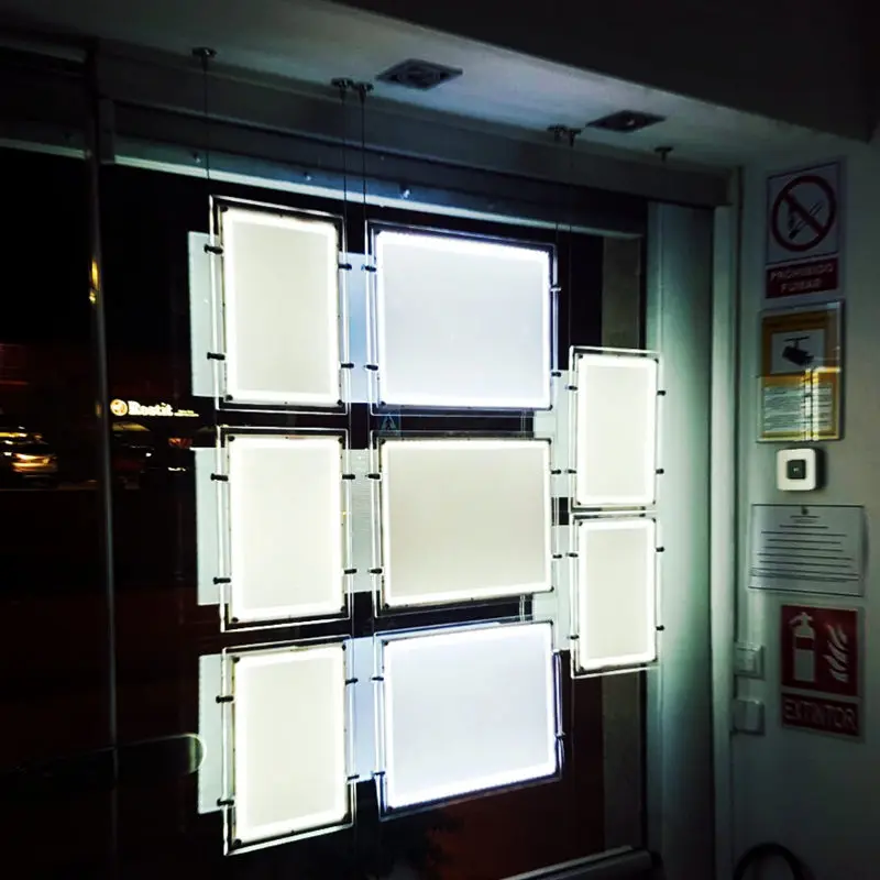 A3 портретный Односторонний Акриловый светодиодный подвесной окно светильник