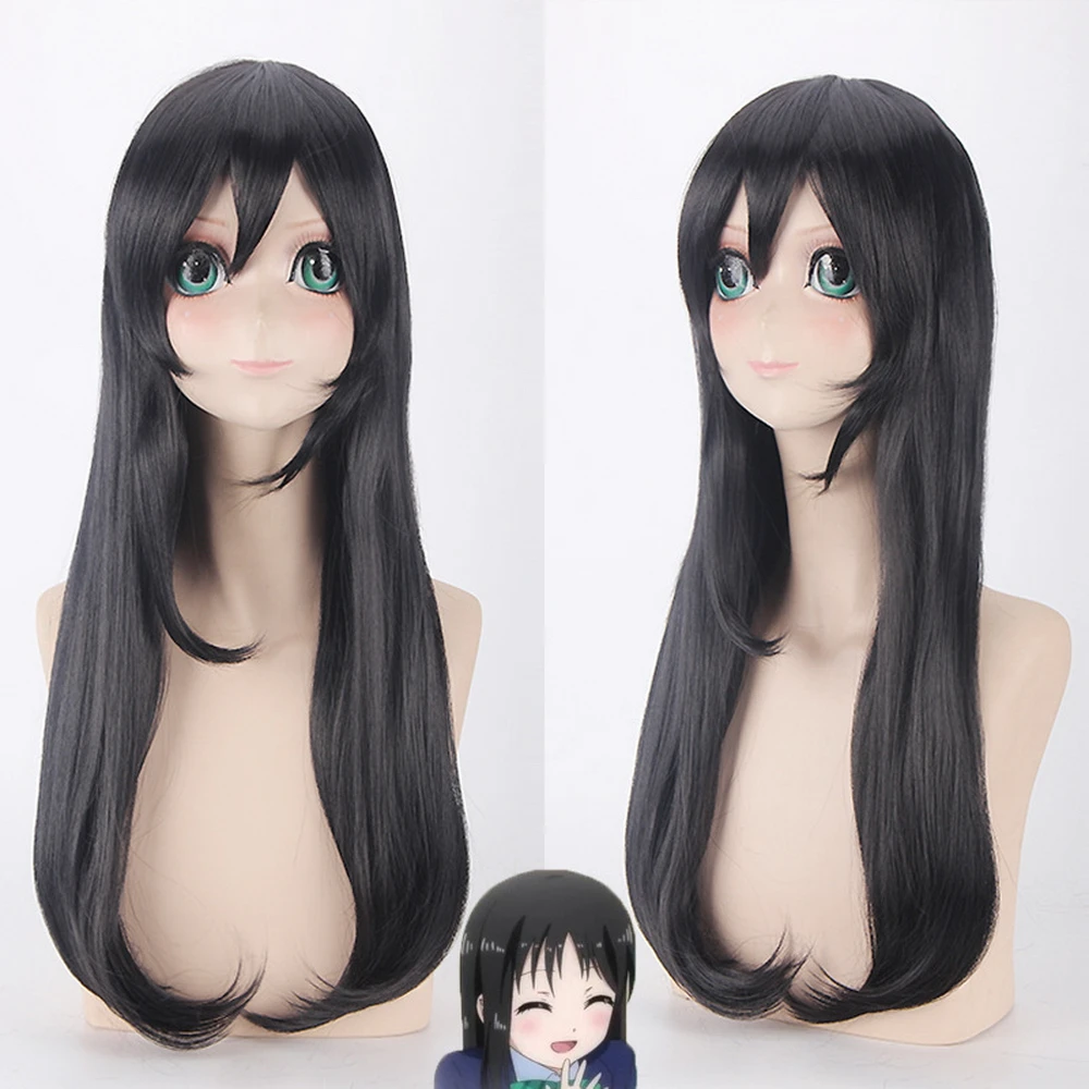 Женский парик для косплея Love Live Nico Yazawa длинный прямой черный с челкой из