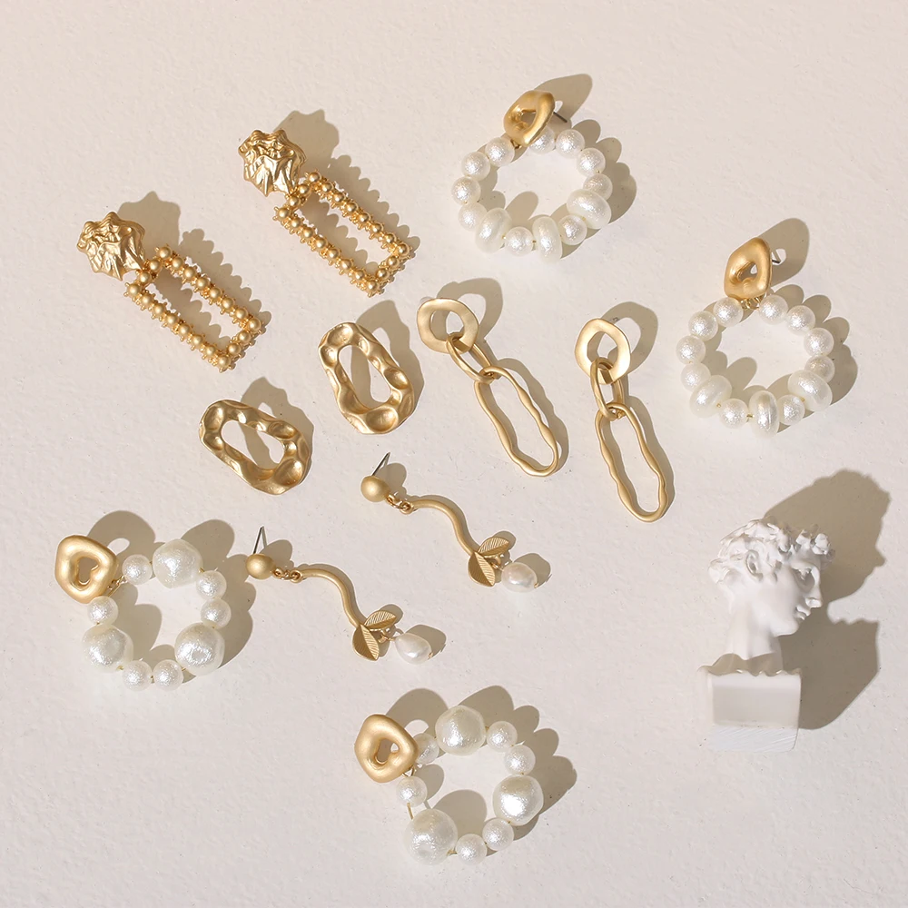 Женские Геометрические висячие серьги из натурального жемчуга винтажные