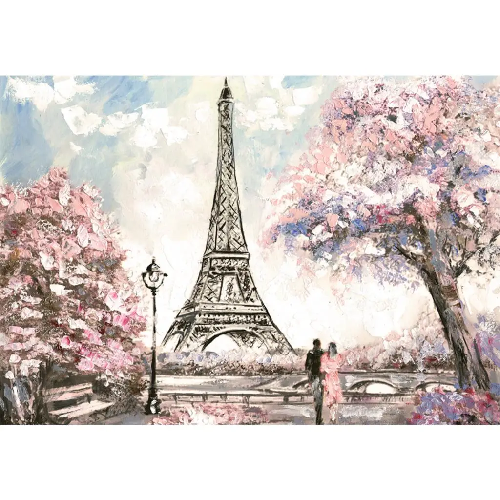Allenjoy Eiffel tower backdrop artistic photography aesthetic flower oil painting printed background photocall for studio shoot |
