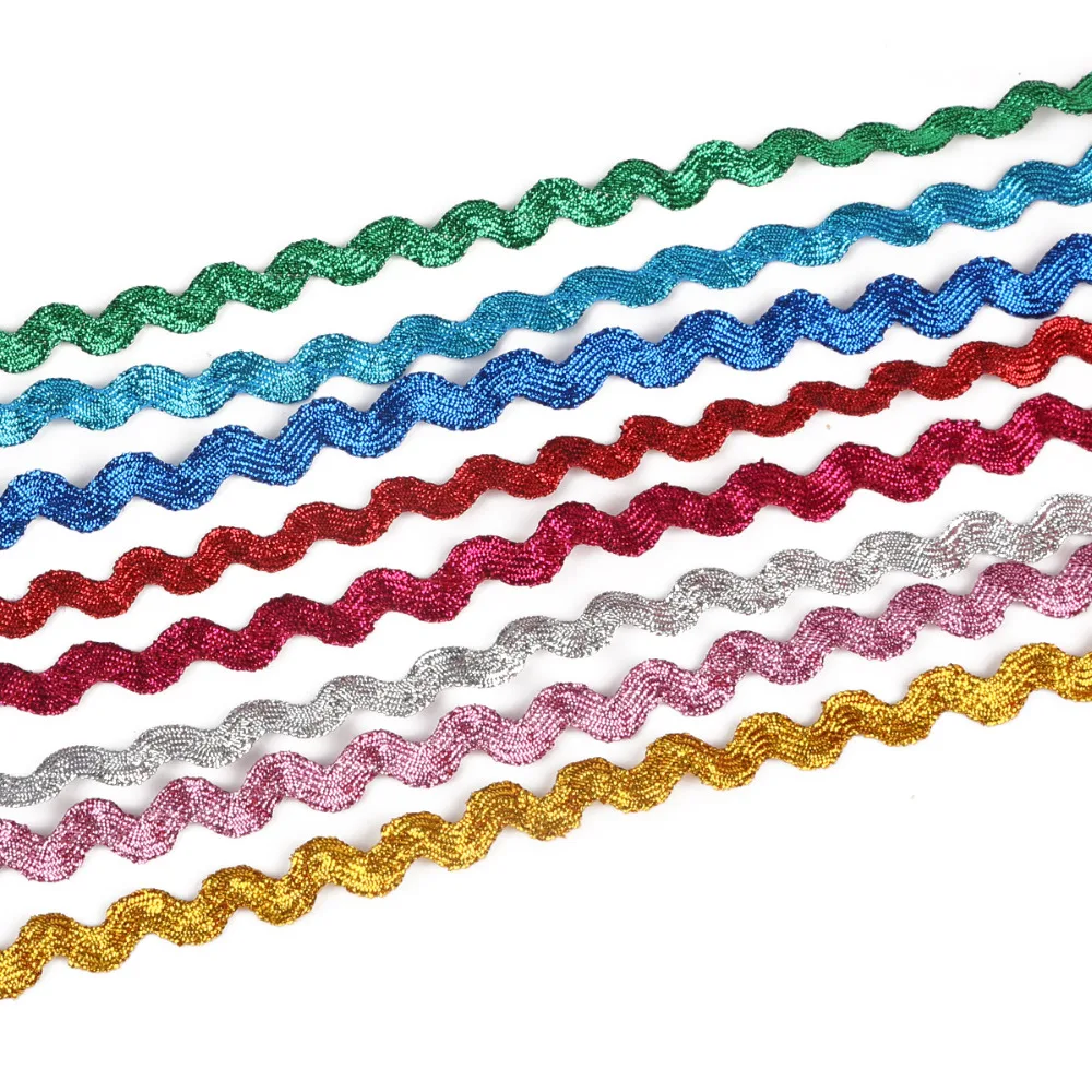 15 цветов Красивая металлическая Блестящая лента Ric Rac Zig Zag кружевная Лента