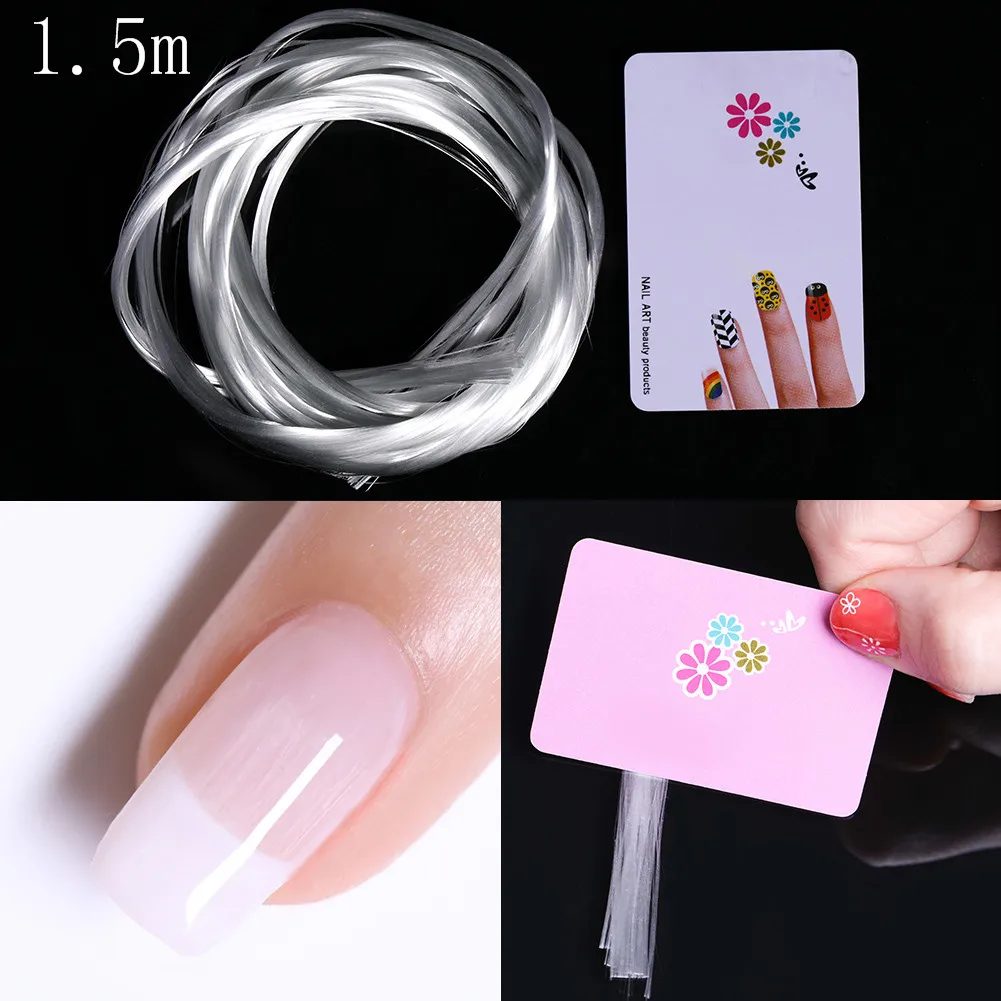 1.5m Fiberglass for UV Builder Extension Gel Acrylic Tips Nail Form Clips Colorful Fiberglass Fibernails Manicure Nail Art Tools - Цвет: 1.5m