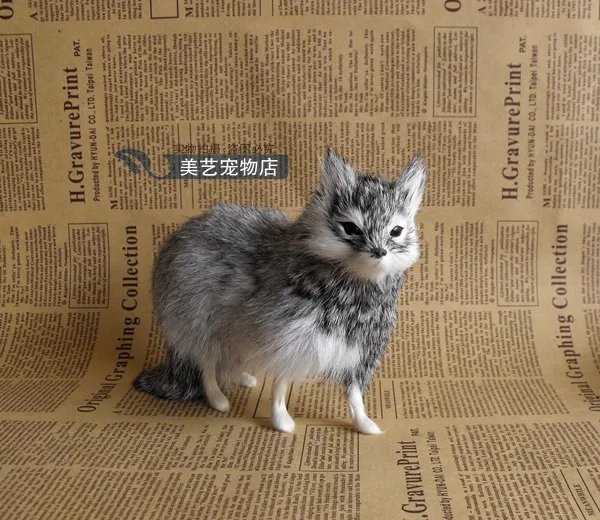 

Simulation gray fox polyethylene&furs fox model funny gift about 16cmx5cmx12cm