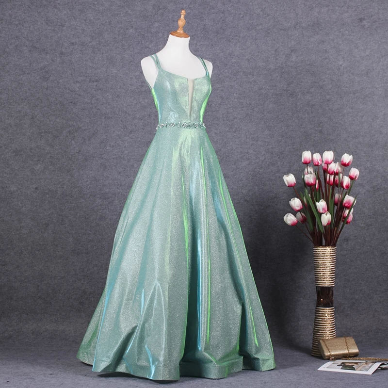 JANCEMBER ladies evening dresses for special occasions Crystal Sashes Square Collar Sleeveless Backless A-Line vestido de noche | Свадьбы и