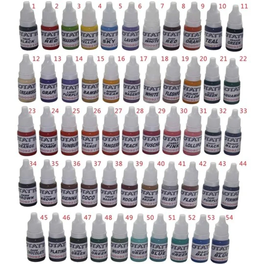 

Permanent makeup tattoo ink kit 54 colors C136 tattoo pigment set 10ML free shipping
