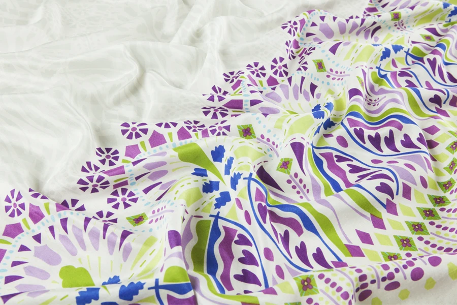 Набивная смесь из шелка и хлопка-шелк хлопковая ткань цветочный узор блестящий