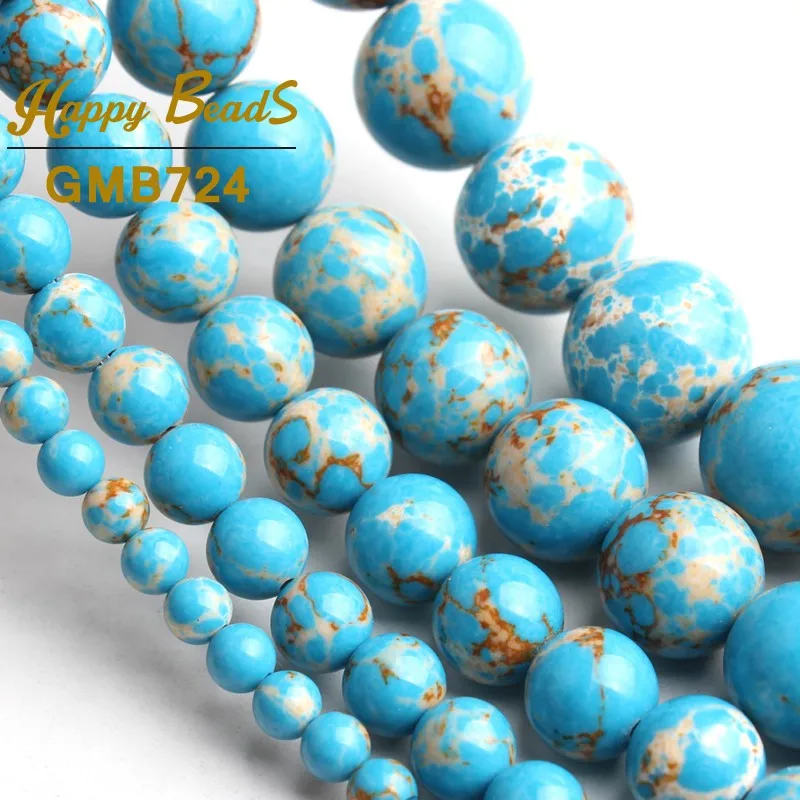 Sky Blue Sea Sediment Jaspers Beads Round Loose Spacer 15&quotStrand 4/6/8/10/12mm Natural Stone For Jewelry Making Diy | Украшения и