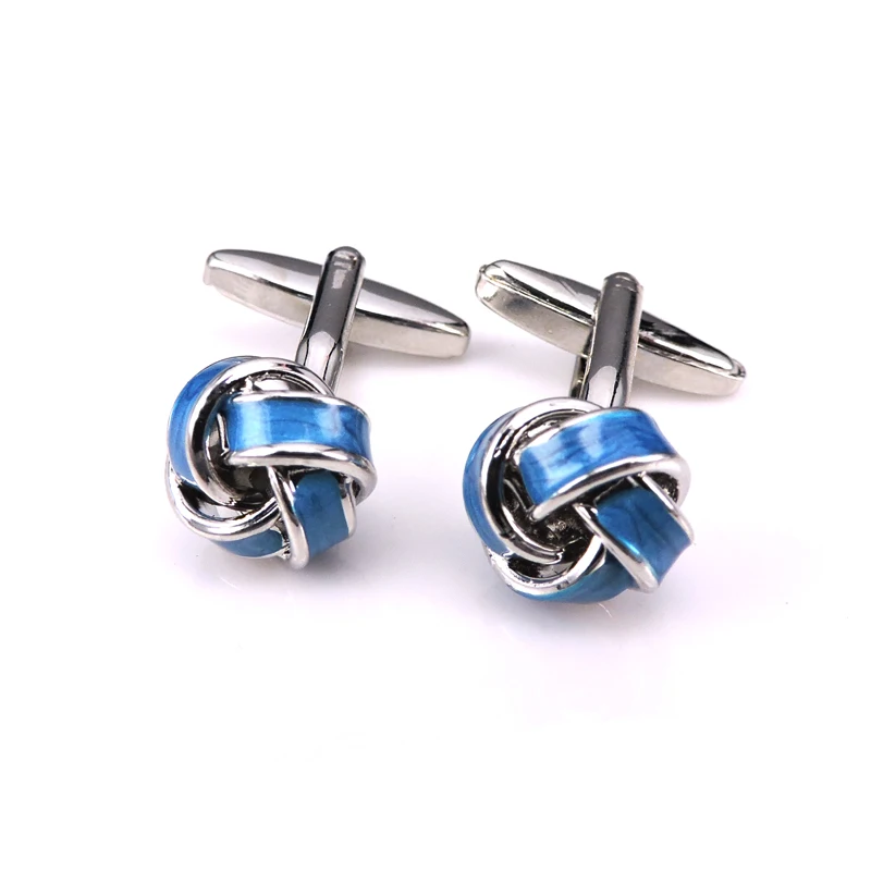 

HYX Luxury shirt Blue knot cufflink for mens Brand cuff buttons cuff links High Quality abotoaduras Jewelry