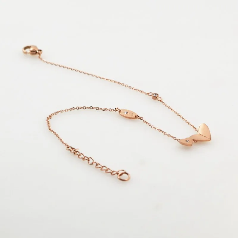 Двойной милый браслет в форме сердца женский кристалл любовь ножной на ногу