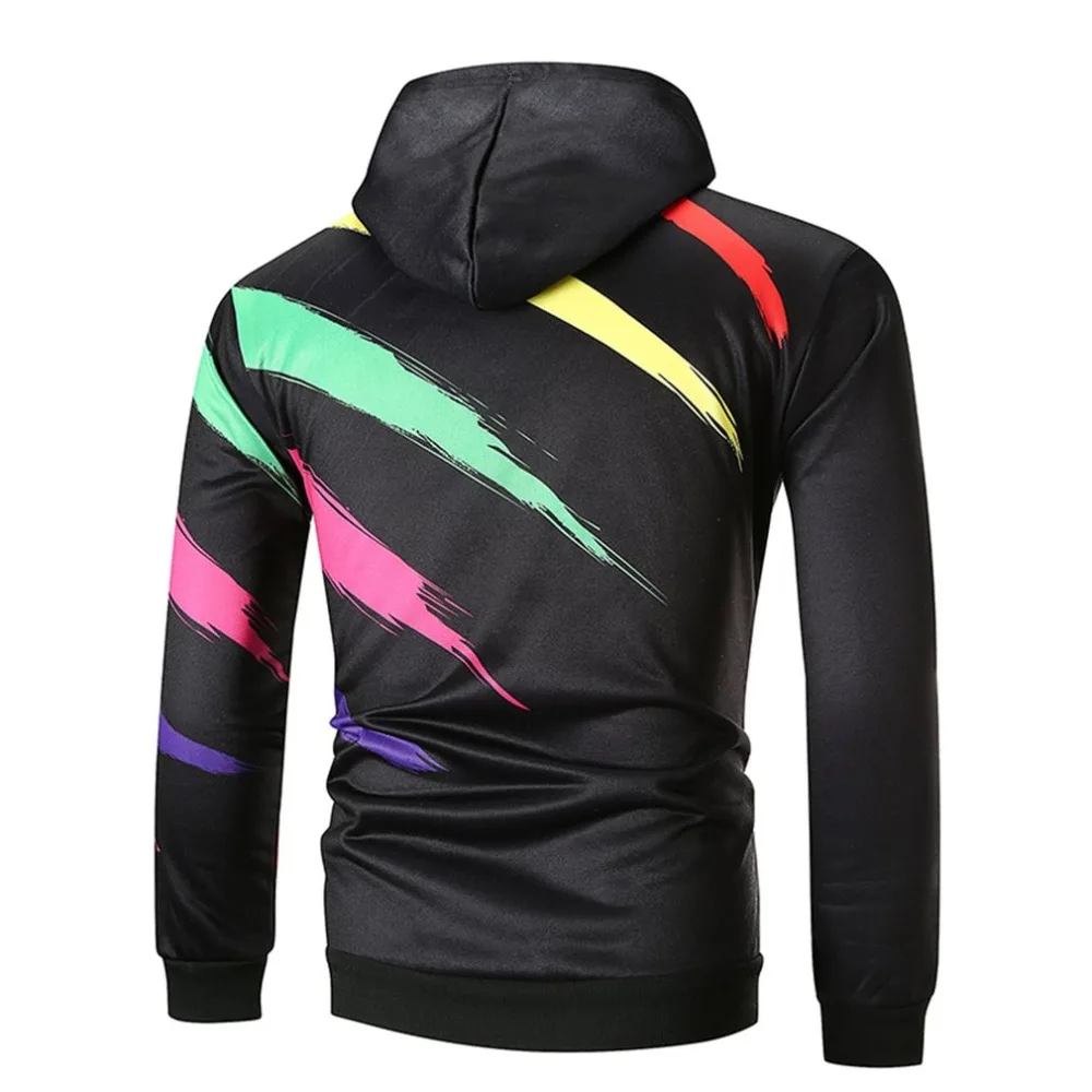 

2018 Autumn Winter Men's Hooded Tops Warm Harajuku Long Sleeve Hoodies Solid Color Male Clothing Colorful Printing Pullovers