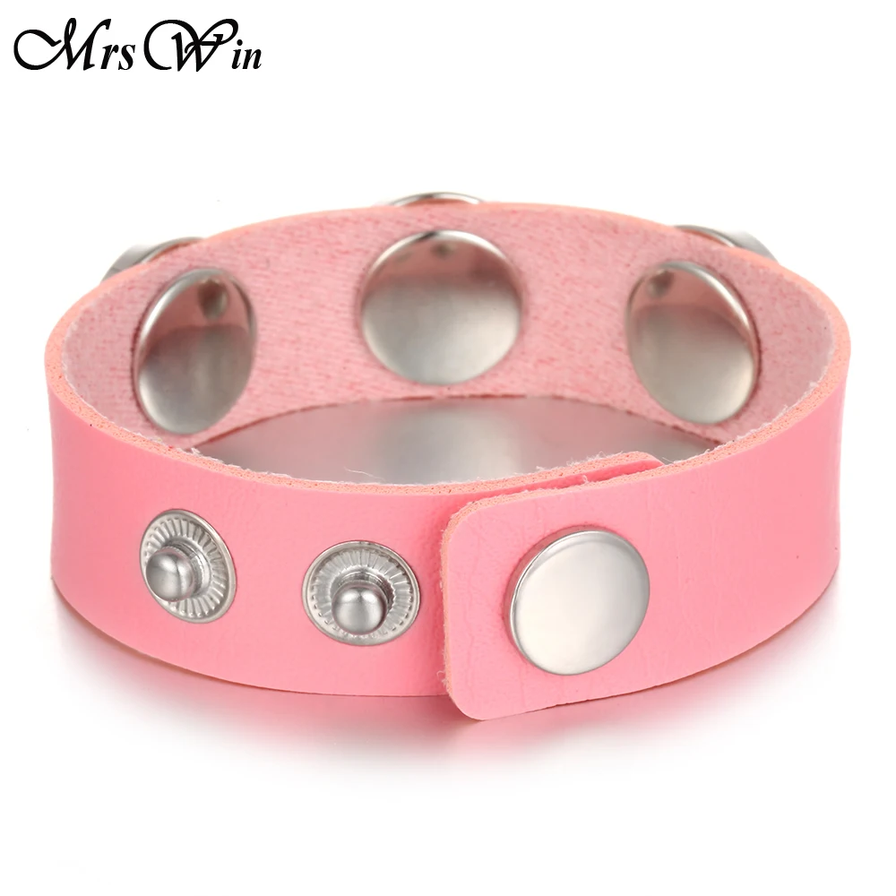 Оптовая продажа женский и мужской кожаный браслет с тремя кнопками 12 цветов -
