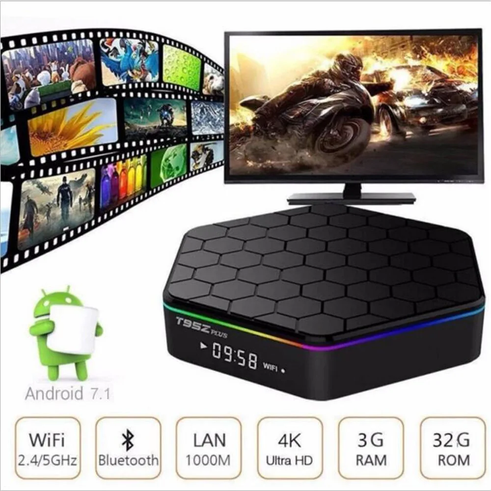 ТВ приставка leelbox t95z plus android 7 1 Восьмиядерный процессор amlogic S912 3 ГБ 32 4K HD двойной Wi Fi