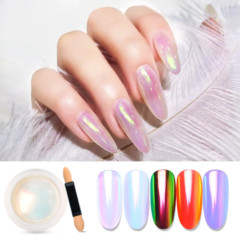 

0.2g Rainbow Neon Holographic Shiny Nail Glitter Powder Charm Magic Color Shell Mirror Powder for Nails Manicure DIY Nail Art