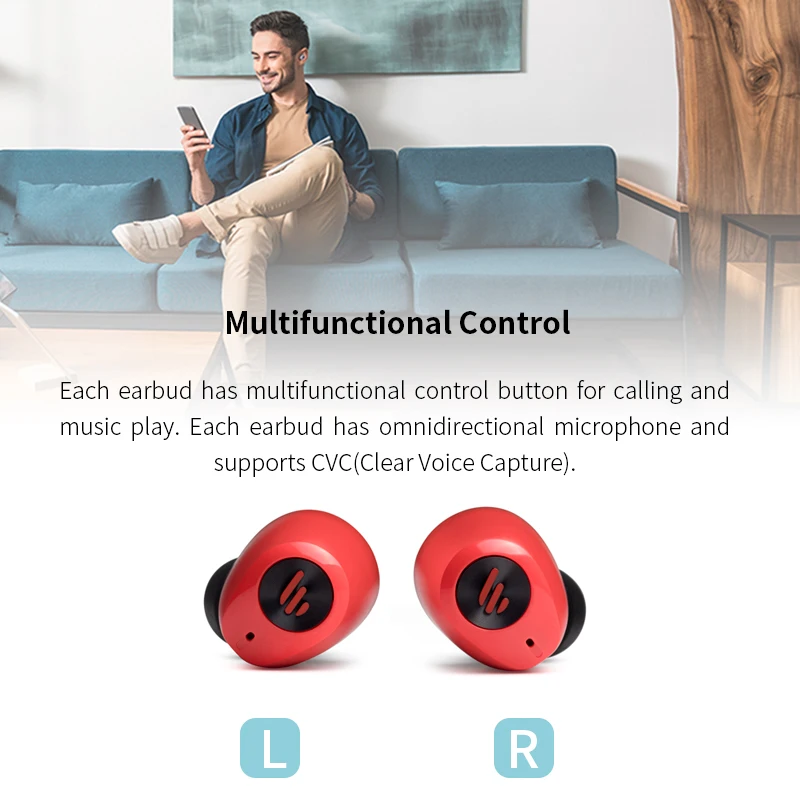 TWS наушники EDIFIER TWS2 с поддержкой Bluetooth 5 0 IPX4 время работы до 12 часов|Наушники и